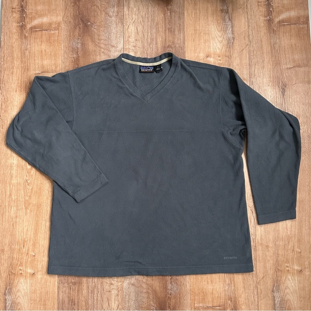 Patagonia Mens Micro D Fleece V Neck Pull Over Grey Size XL